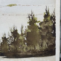 Landscape Scene Signed Litho MAKE OFFER 15×11” Wood Cabin Open Horizon Western