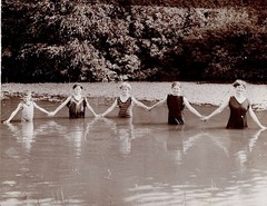 Bathing Swimwear Kids Girls Postcard with 2 Photos Vintage Summer 1915