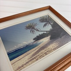 Vintage John Vragel «Sunset Beach» Framed Tropical Palm Tree Photograph Art