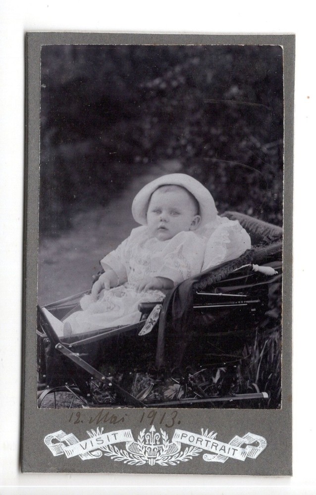 Antique Photo Baby in Pram 1913 – Wladyslaw v. Kuczkowski Portrait, Poland