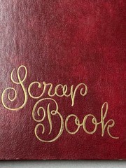 Mid‑Century Red Scrap Book • Gold Embossed Cover • Blank Beige Pages • 79¢ Label