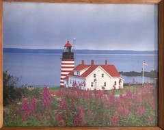 West Quoddy Head Lighthouse Maine Framed Art Print Coastal Wall Art Piece