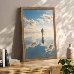 Framed Jesus Walking on Water Canvas Wall Art Jesus Pictures 12×16 Inch | Chr…