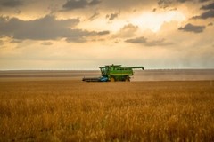 Combine Photography Print: Colorado Farm Equipment Wheat Harvest Country Photo