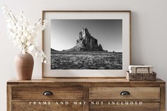 Black and White Shiprock Photo Print | New Mexico Wall Art | Southwestern Pictur