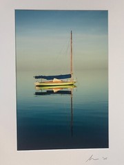 Photograph on Arches Paper of Colorful Boat. Pencil Signed