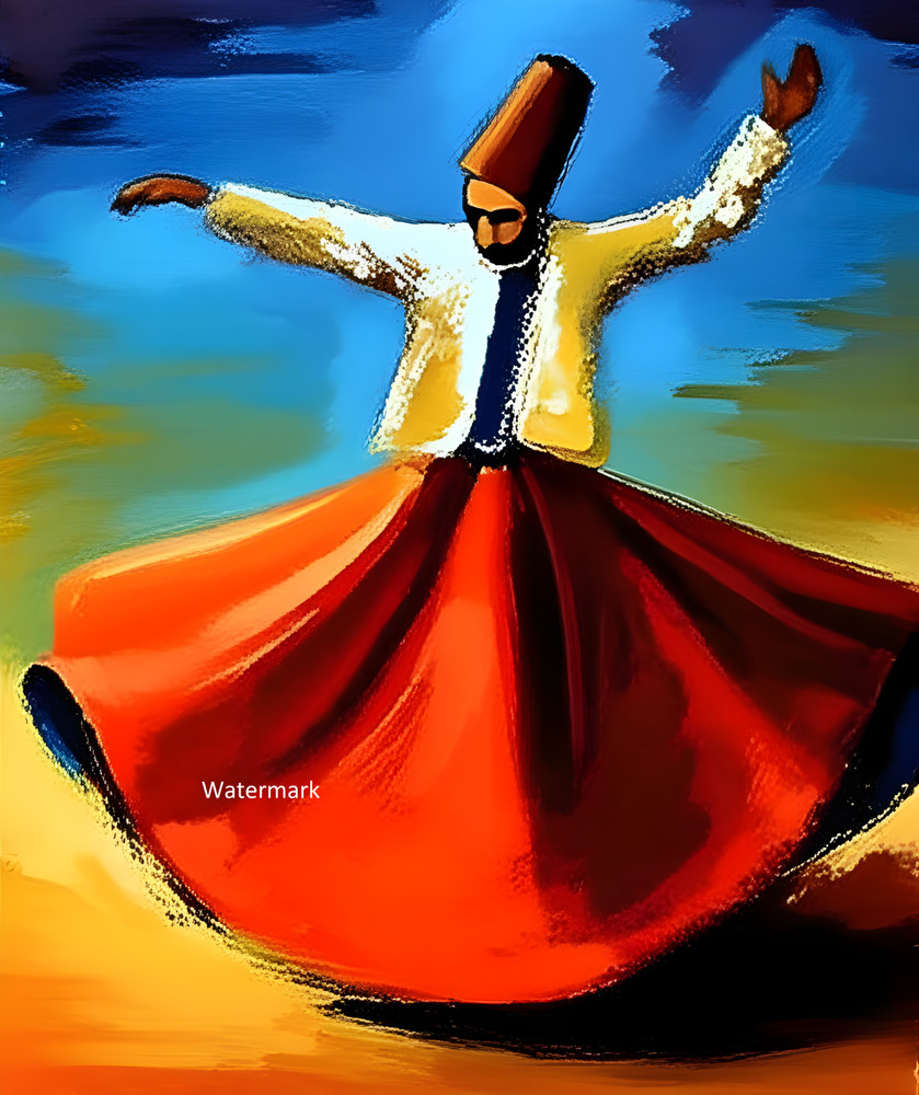 Sufi Whirling Dervish Digital Wall Art Printable Spiritual Artwork Wallpaper