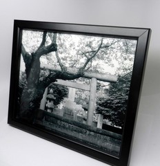 2 Framed Original Photograph Tokyo Japan Asian Cemetery Graveyard Black White