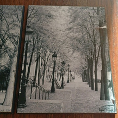 Vtg Pair Set Lot Cyndi Schick Eiffel Tower Stairs Signed Photograph Black White
