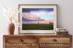 Storm Clouds Photography Print: Texas Panhandle Stormy Sky Small Town Photo