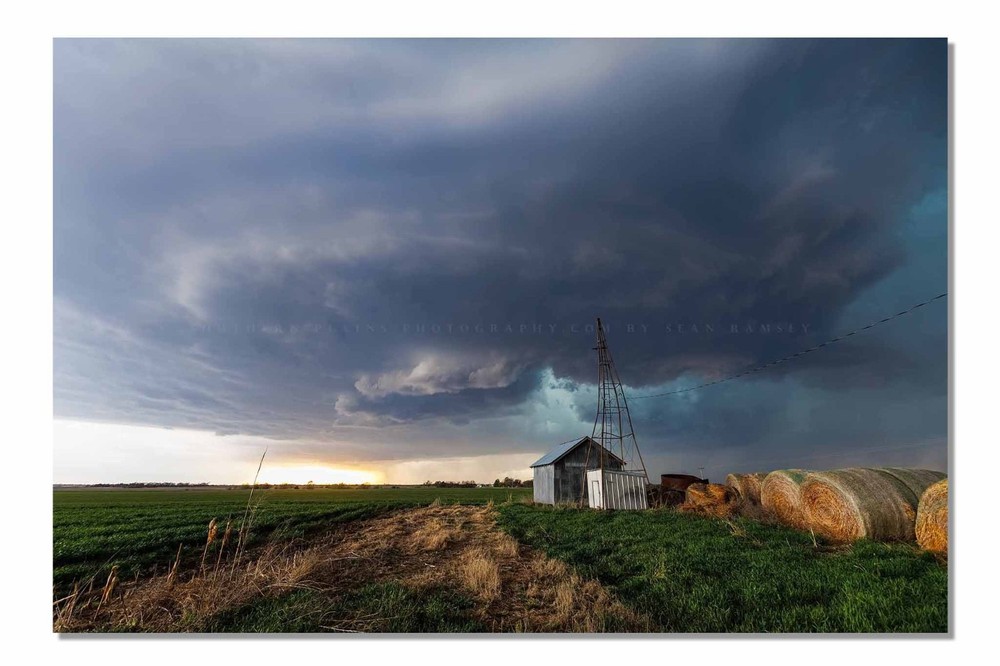 Storm Photography Print: Kansas Supercell Thunderstorm Country Scene Photo