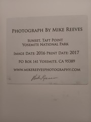 Mike Reeves, Sunset, Taft Point, Yosemite National Park Photograph 2016