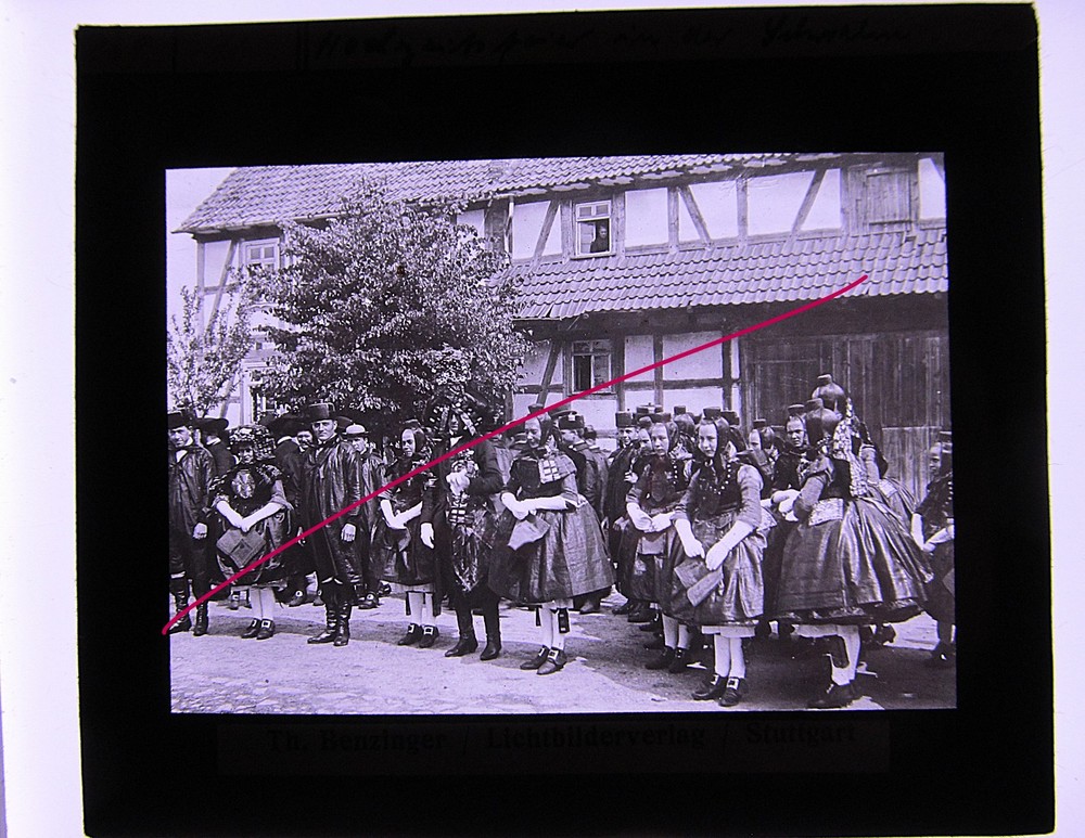 Schwalm wedding around 1920 historical glass picture