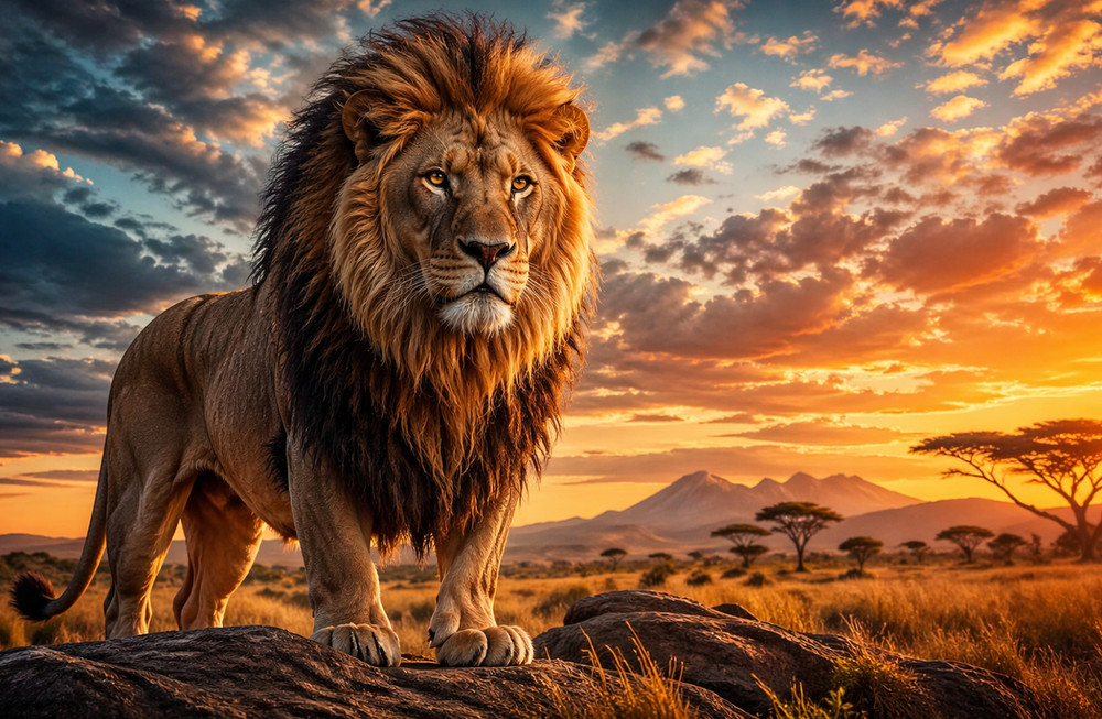 Digital Image Picture Photo Pic Wallpaper Background Lion in the African Savanna