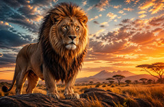 Digital Image Picture Photo Pic Wallpaper Background Lion in the African Savanna