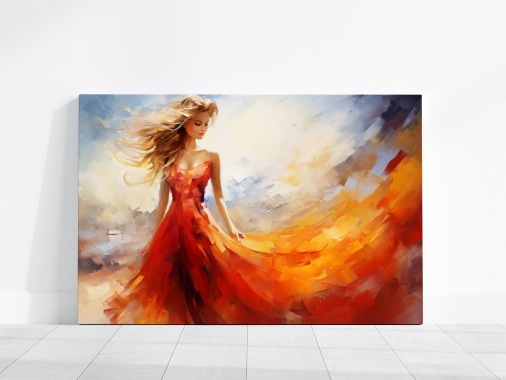 Woman Painting, Abstract Colorful Rainbow Female Painting, Beautiful Modern Art