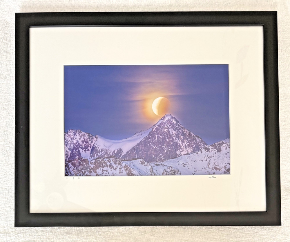Dawn Eclipse Mt Ritter by Vern Clevenger, 18×22″ framed signed, COA, #37/500 NEW