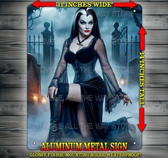 Sexy Lily Munster from The Munsters in Graveyard Metal Sign Wall Art 11″ x 14″