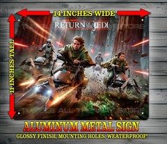 Luke Skywalker and Leia on Speeders Star Wars Jedi Metal Sign Wall Art 14″ x 11″