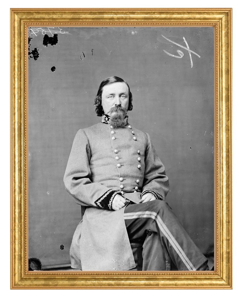George E. Pickett Photograph in a Aged Gold Frame