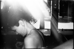 LOT 2x pretty girl in old car, mirror reflection, , 1970s vintage fine art negat