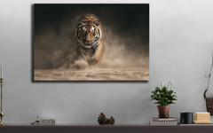 Running Tiger Wall Art, Modern Wildlife Animal Decor, Nature Photography Canvas