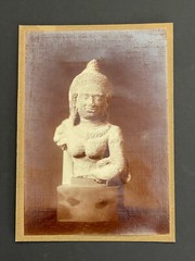 Rare Albumen Print Photo XIX Statue Art Kmer Sculpture Cambodia Angkor Wat
