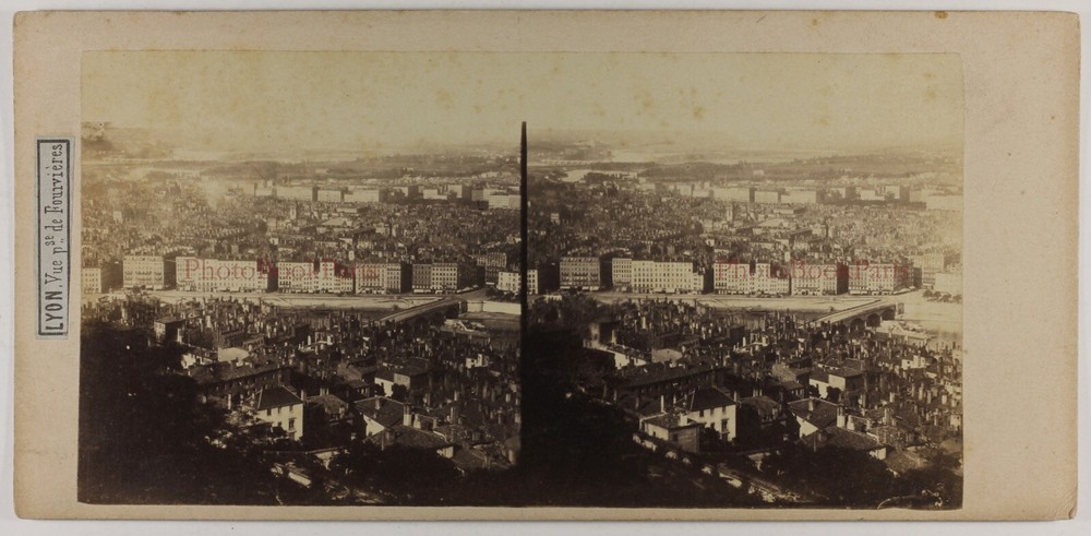 France Panorama Of Lyon C1860 Photo Stereo Vintage Album P48T1n1