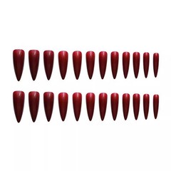 Press on Nails Long, Stiletto Halloween Plain Dark Wine Red Gothic Fake Nails…