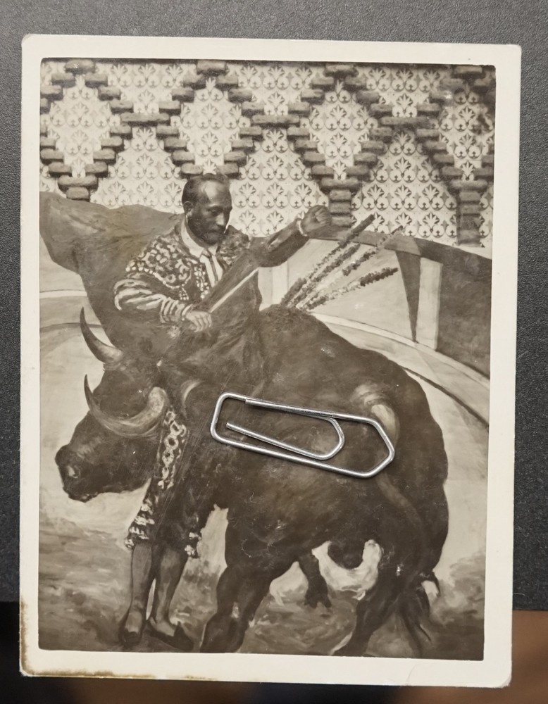 Photo Portrait Barcelona 1955 Torero Art Picture Bull Mask Spain Man Costume