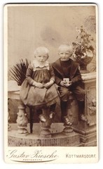 Photograph Gustav Ziesche, Kottmarsdorf, two siblings in the Sunday state