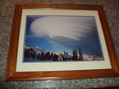 Framed Matted Large Photo of Clouds on Mountain Signed 19 X 23 ID:57380