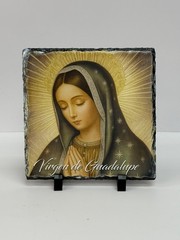 Our Lady of Guadalupe Fine Stone 8 x 8 Patroness of Mexico. Gold