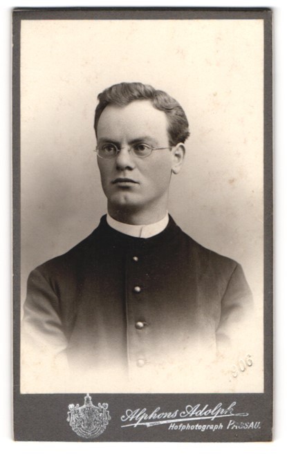 Photograph Alphons Adolph, Passau, priest in gown with collar