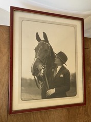 vintage LF Redman Detroit photograph large framed Horse Rider woman hat gloves