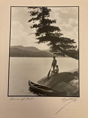 1937 «Haven Of Rest» Couple In Shade W/ Canoe Art Deco Photograph By Leighton