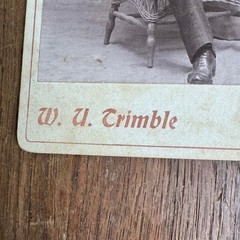 Antique Studio Portrait Man & Woman by W. U. Trimble Bonham Texas Cabinet Card