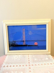 Pair Professionally Wood Framed Machinac Bridge & Lighthouse Photographs