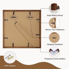 SNAPSHOT 12×12 Picture Frame, Natural Walnut Wood Photo Frame Set with Real H…