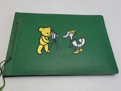 First children photo album duck bear camera motif German Democratic Republic green 23x33cm #260139