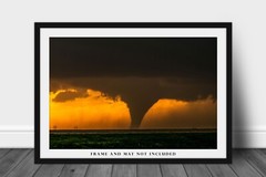 Storm Photography Print – Picture of Large Tornado as Silhouette in Kansas