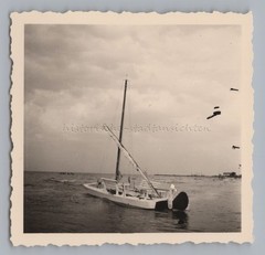 Cattolica Gabicce Mare Italy 1952 – Sailboat Excursion Boat – Old Photo