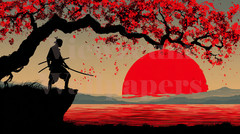 Digital Samurai Moon 16b wallpaper 16:9 Aspect Ratio | Desktop Ready