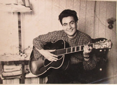 Heritage private photo from collection! Portrait Happy Man Musician Playing Guitar