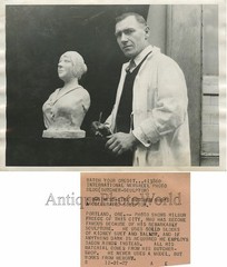 Butcher artist with food sculpture great antique photo