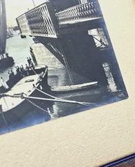 Antique Tinted SILVER GELATIN PHOTOGRAPH, Felucca Boats Kasr El-Nir CAIRO EGYPT