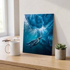 Penguin Under Ice Photo Print 8×10 Luster Wall Art Antarctic Underwater Decor
