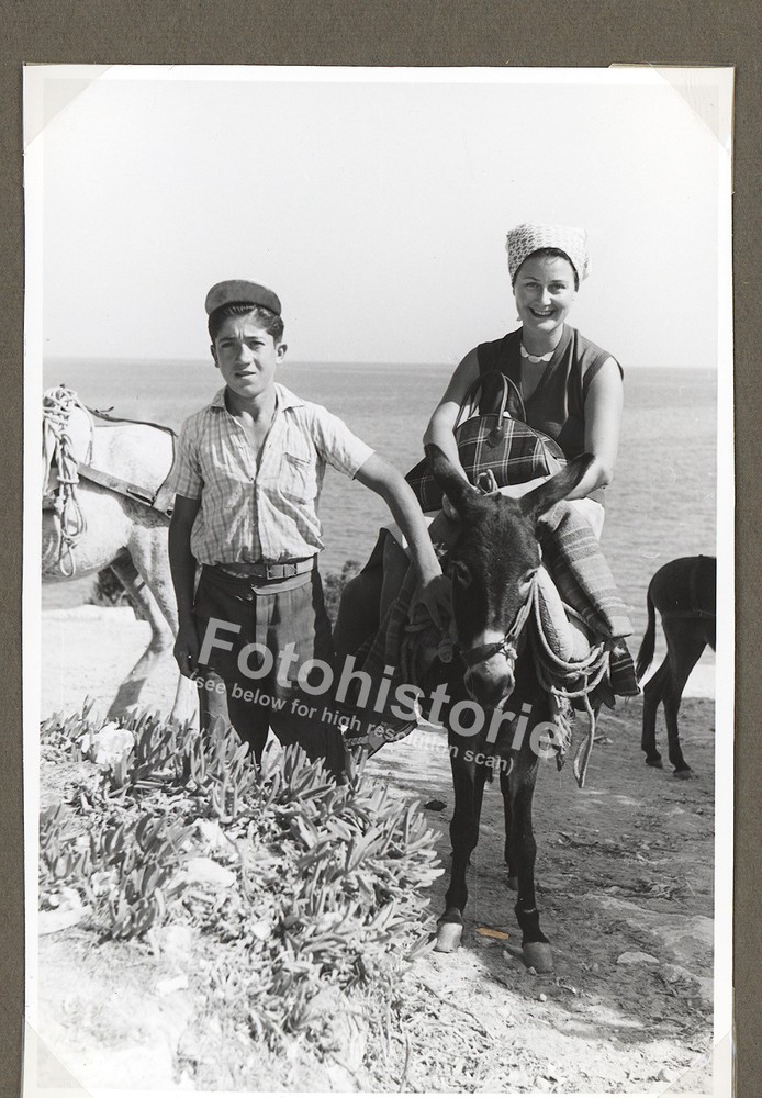 3x Photo Bundle Aegina Greece Woman Donkey Transport Locals 1950s