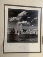 Matted NYC 911 Landscape Manhattan Twin Towers Print 8”x 10”Signed memory