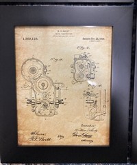 Harley Vintage Motorcycle Wall Art 6 Black Framed Patent Reproduction Drawings